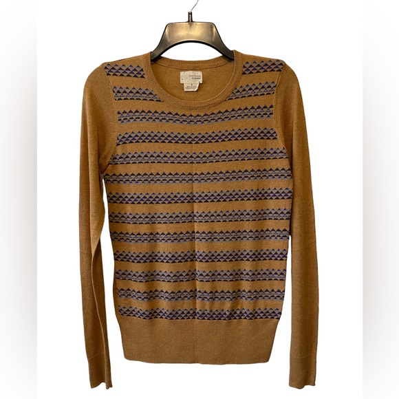 Urban Outfitters Coincidence & Chance Sweater Camel w/ Blue Tribal Design Small - Picture 3 of 12